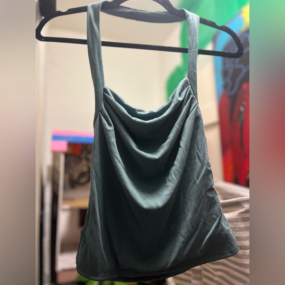 Light Muted Green Halter Top